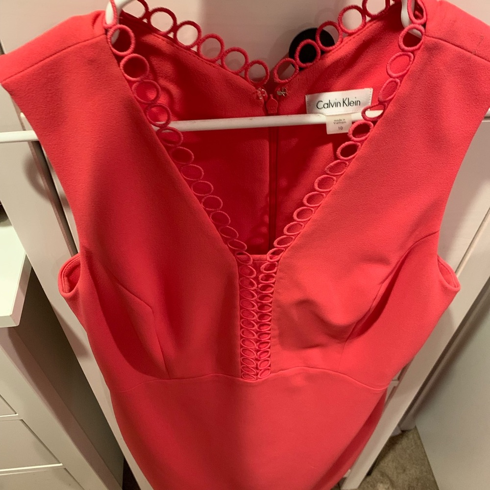 Rich pink cocktail dress scalloping detailed